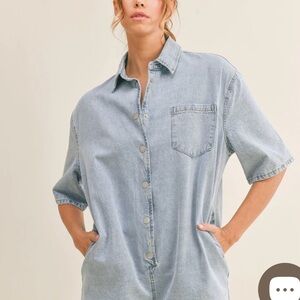 Mable denim shirt romper, small